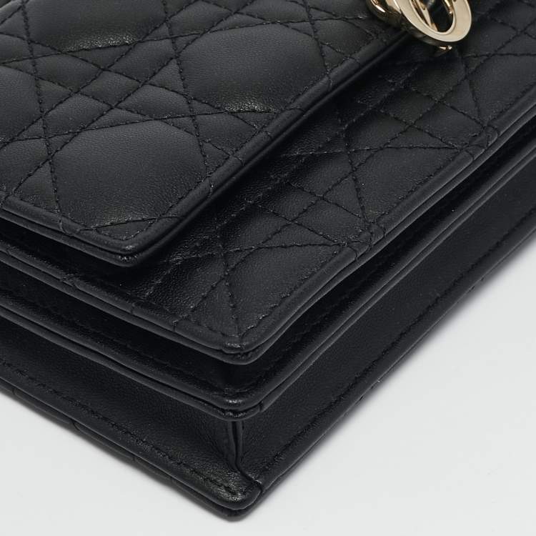 Pre Owned Dior Black Cannage Leather Mini My Dior Top Handle Bag