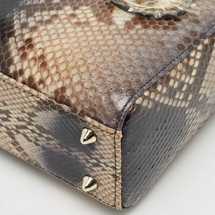 Pre Owned Dior Brown Python Small Lady Dior Tote