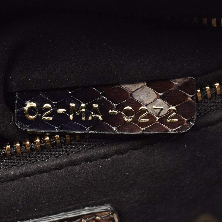 Pre Owned Dior Brown Python Small Lady Dior Tote