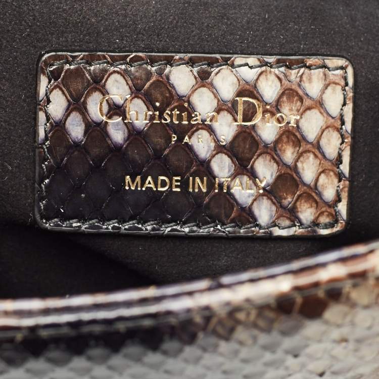 Pre Owned Dior Brown Python Small Lady Dior Tote