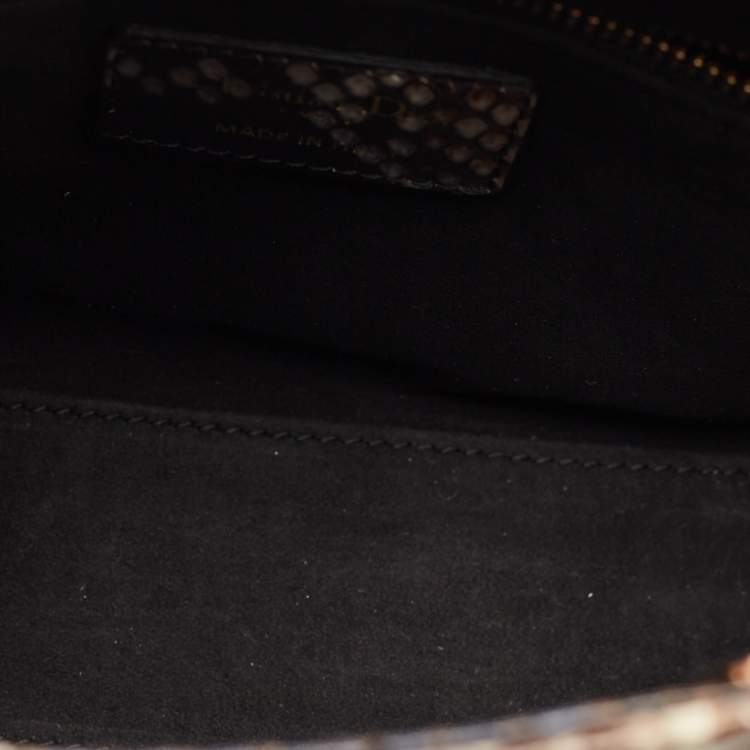 Pre Owned Dior Brown Python Small Lady Dior Tote