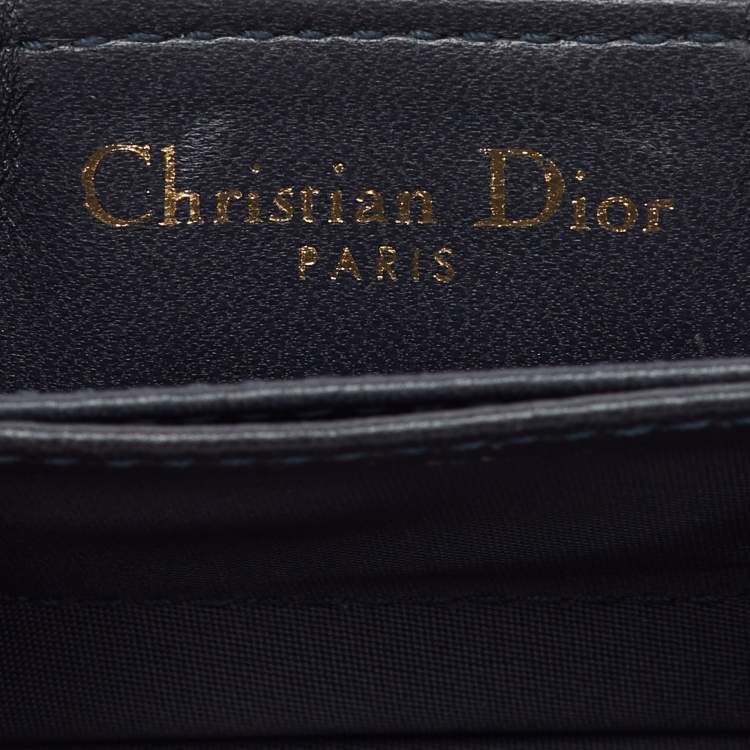 Pre Owned  Dior Silver Crinkled Leather Diorama Gusset Card Holder