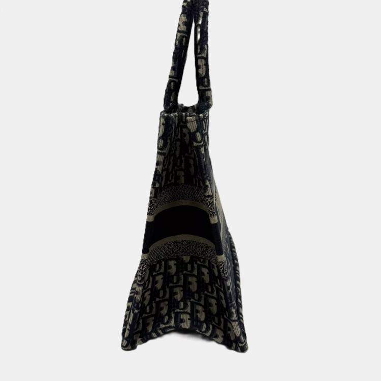Pre Owned Dior Book Tote Medium Oblique Navy