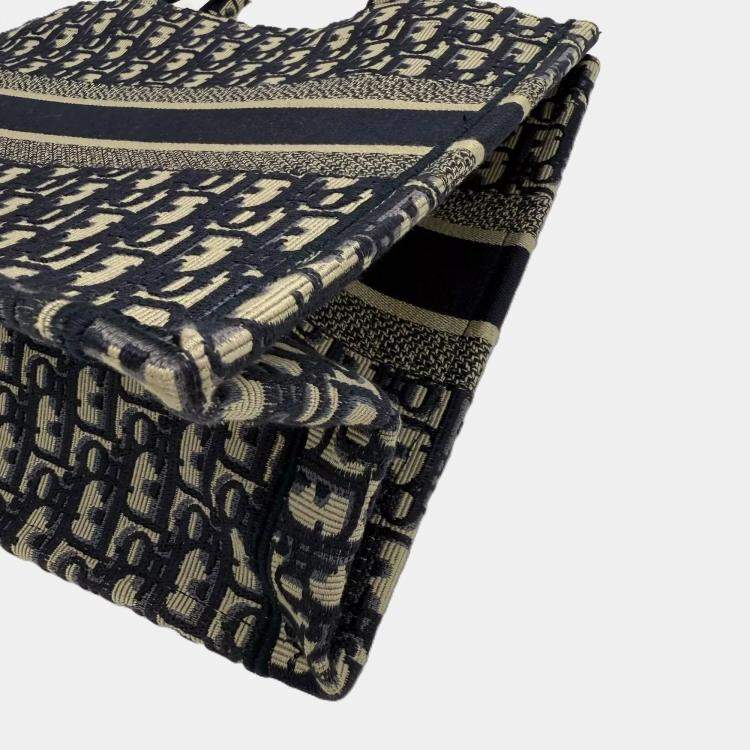 Pre Owned Dior Book Tote Medium Oblique Navy