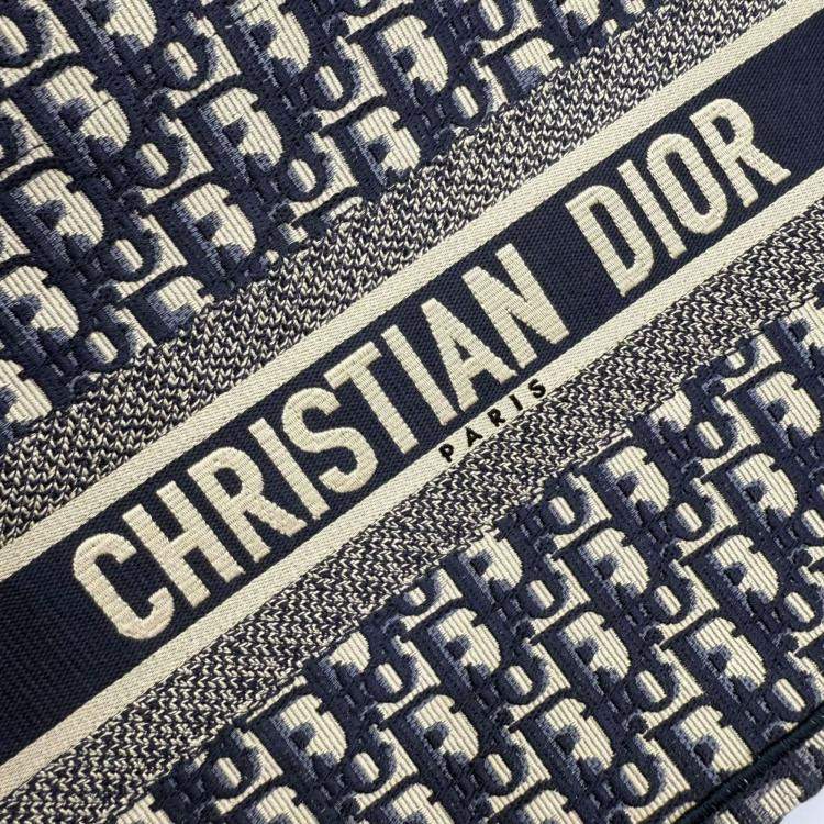 Pre Owned Dior Book Tote Medium Oblique Navy