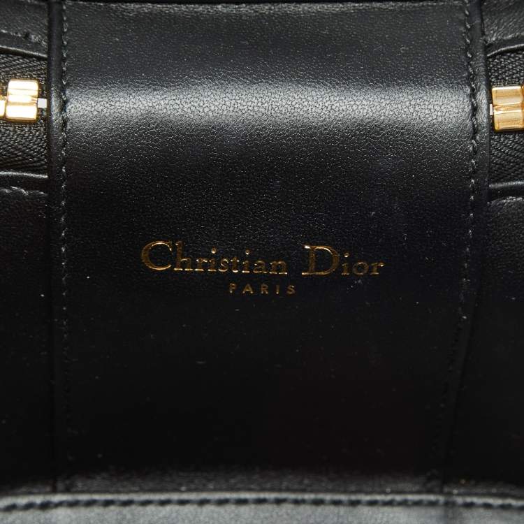 Pre Owned Dior Beige/Black Wicker and Leather CD Vanity Bag