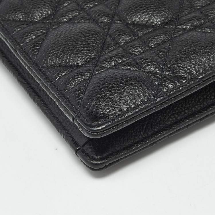 Pre Owned Dior Black Cannage Leather Caro Every Dior Pouch