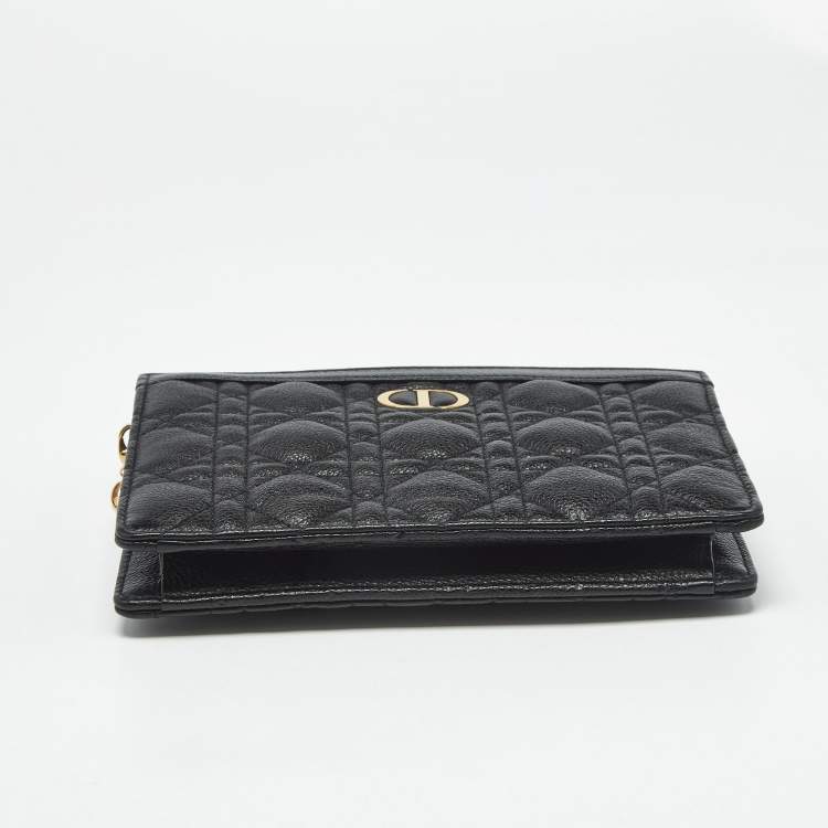 Pre Owned Dior Black Cannage Leather Caro Every Dior Pouch