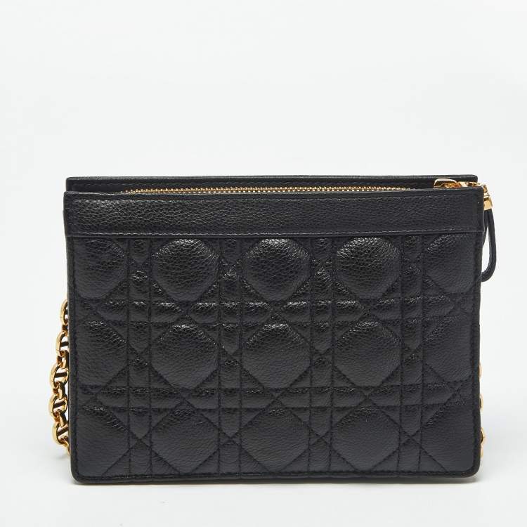 Pre Owned Dior Black Cannage Leather Caro Every Dior Pouch