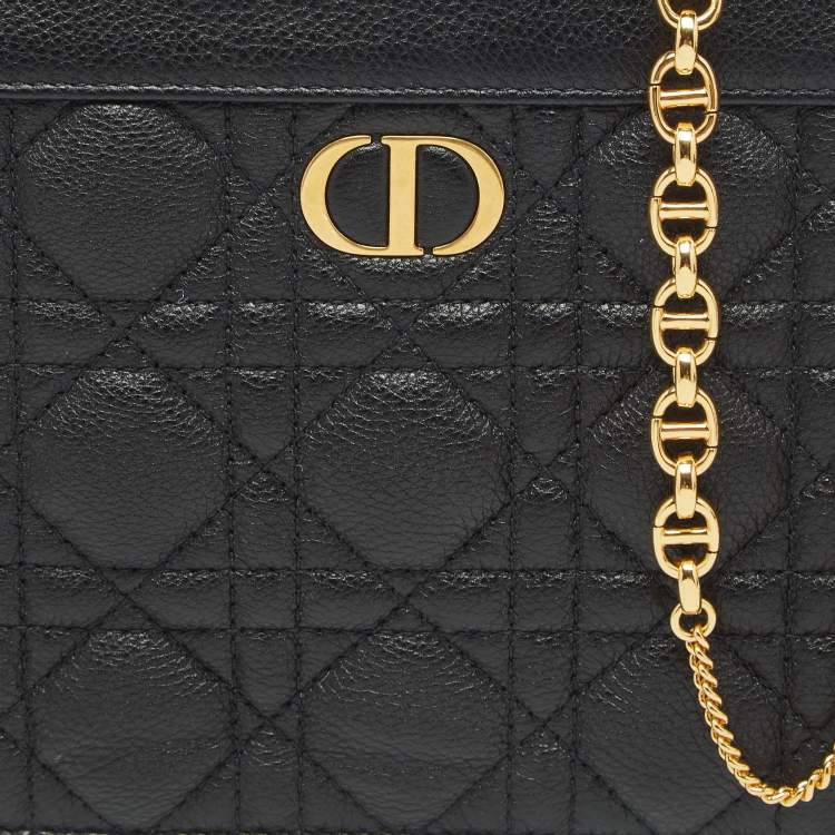 Pre Owned Dior Black Cannage Leather Caro Every Dior Pouch