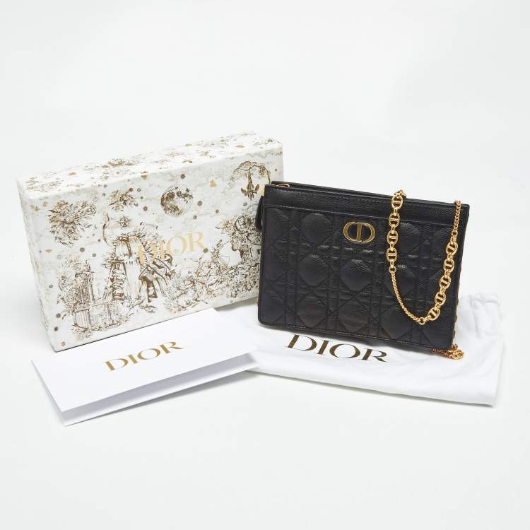Pre Owned Dior Black Cannage Leather Caro Every Dior Pouch