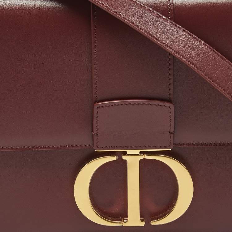 Pre Owned Dior Burgundy Leather 30 Montaigne Shoulder Bag