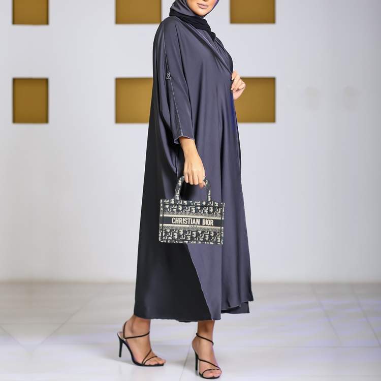 Pre Owned Dior Navy Blue Oblique Canvas Mini Book Tote