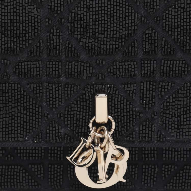 Pre Owned Dior Black Cannage Beads Embellished and Fabric Mini My Dior Clutch