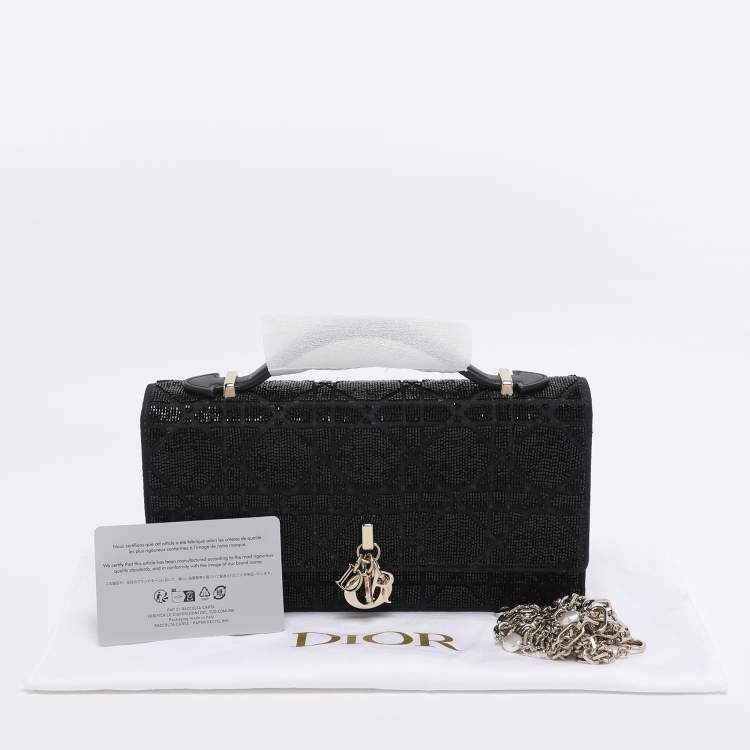Pre Owned Dior Black Cannage Beads Embellished and Fabric Mini My Dior Clutch