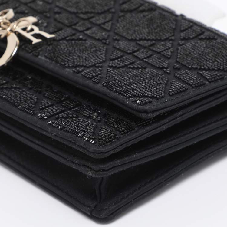 Pre Owned Dior Black Cannage Beads Embellished and Fabric Mini My Dior Clutch