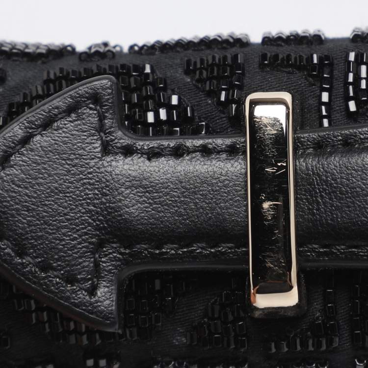 Pre Owned Dior Black Cannage Beads Embellished and Fabric Mini My Dior Clutch
