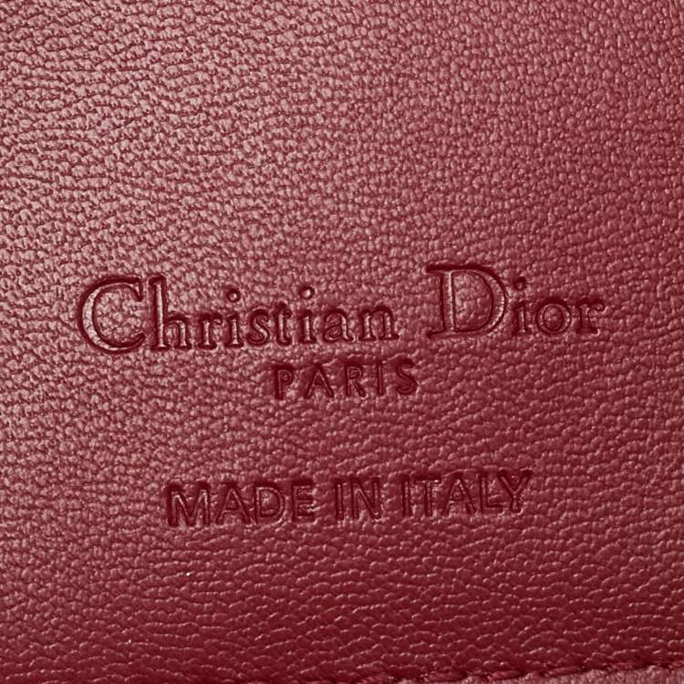 Pre Owned Dior Red Patent Leather Lady Dior Bloom Card Holder