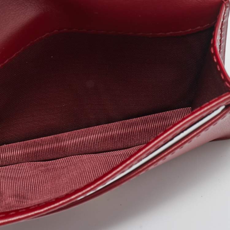 Pre Owned Dior Red Patent Leather Lady Dior Bloom Card Holder