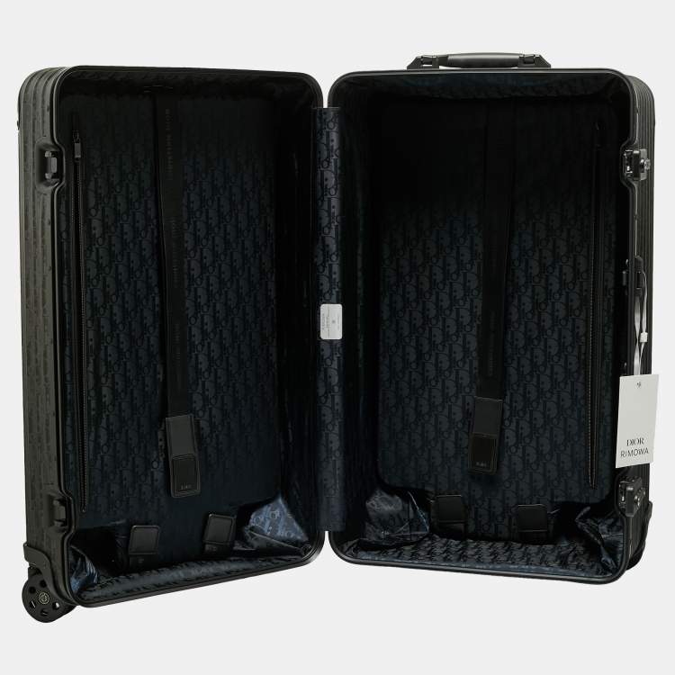 Pre Owned Dior x Rimowa Black Oblique Aluminum Large 4 Wheel Suitcase