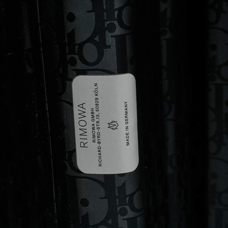 Pre Owned Dior x Rimowa Black Oblique Aluminum Large 4 Wheel Suitcase