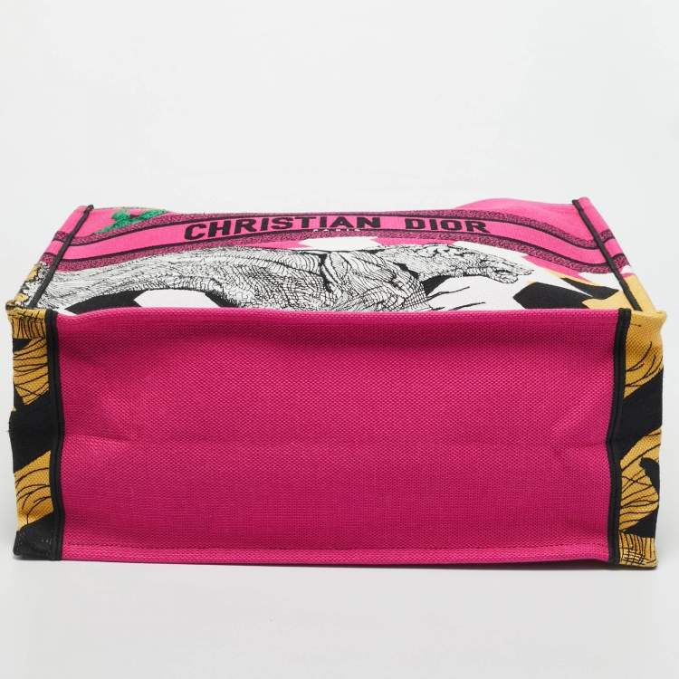 مملوكة مسبقًا Dior Multicolor Jungle Pop Embroidered Canvas Large Book Tote
