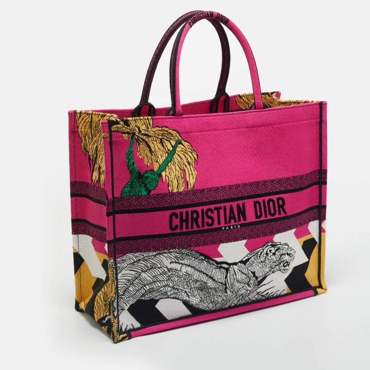 مملوكة مسبقًا Dior Multicolor Jungle Pop Embroidered Canvas Large Book Tote