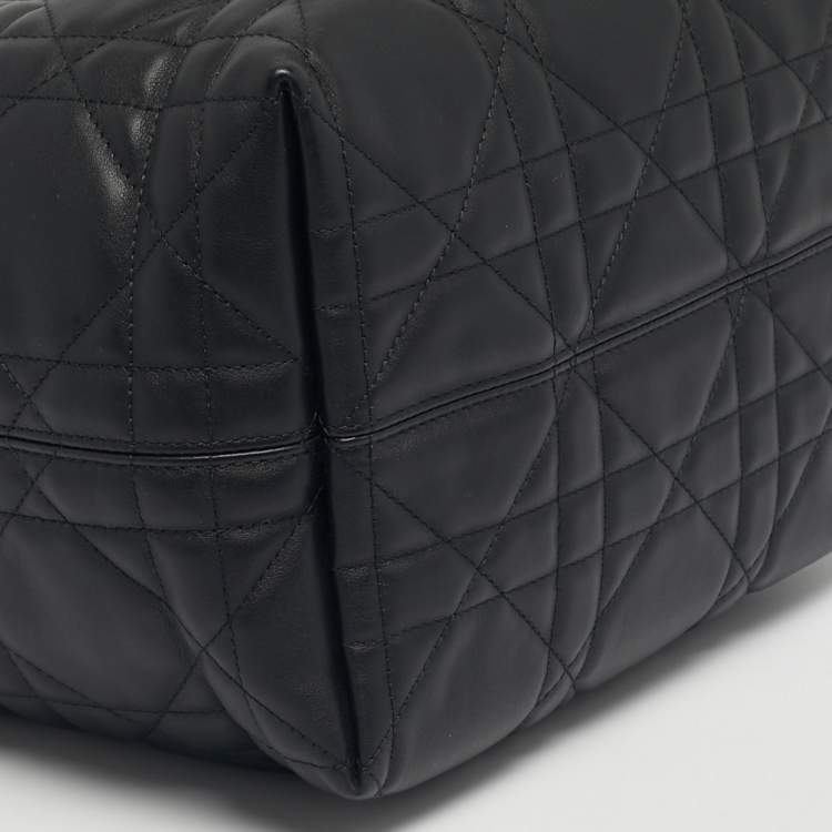 Pre Owned Dior Black Cannage Leather Medium Dior Toujours Vertical Tote