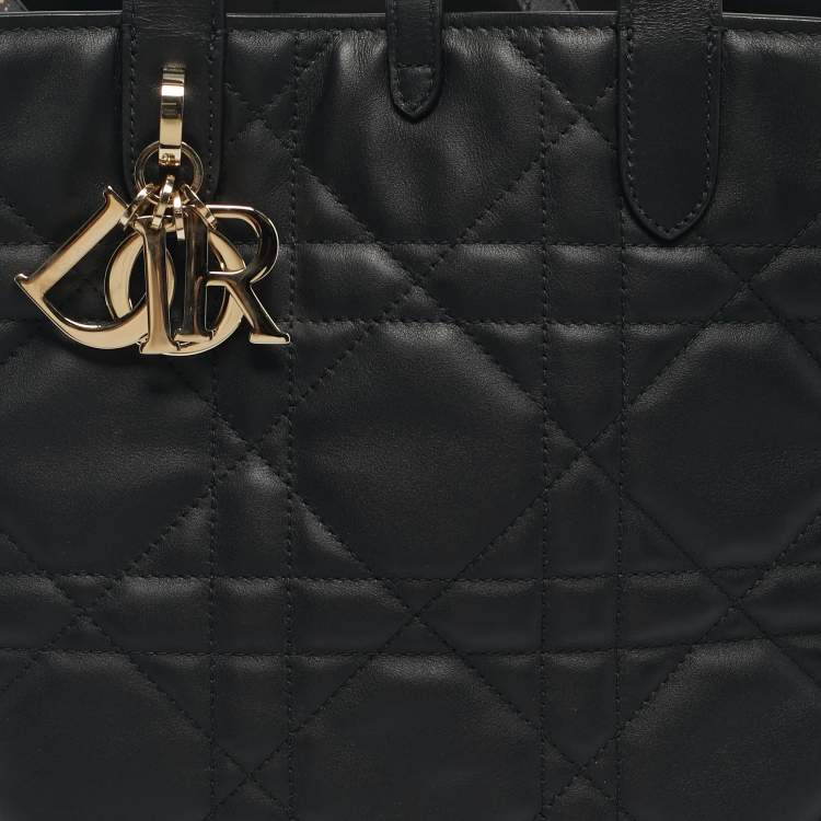 Pre Owned Dior Black Cannage Leather Medium Dior Toujours Vertical Tote