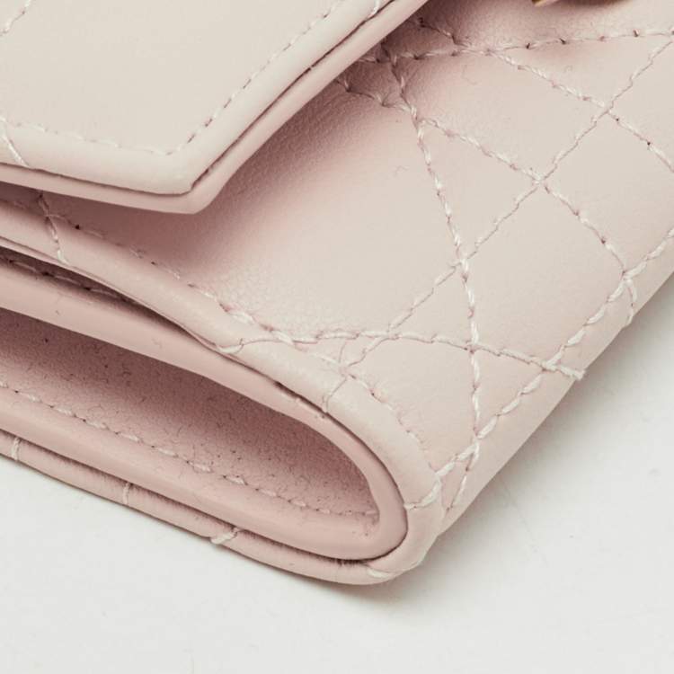 Pre Owned Dior Powder Beige Cannage Leather My Dior Glycine Wallet