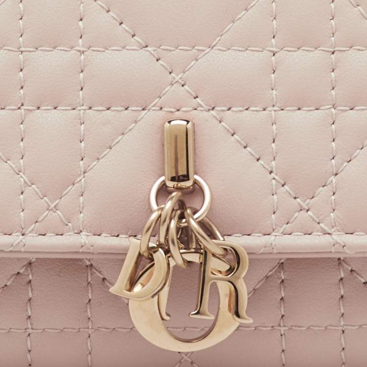 Pre Owned Dior Powder Beige Cannage Leather My Dior Glycine Wallet