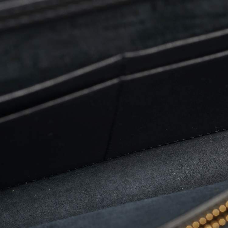 Pre Owned Dior 2in1 30 Montaigne Silver Microcannage Patent Leather Pouch Bag