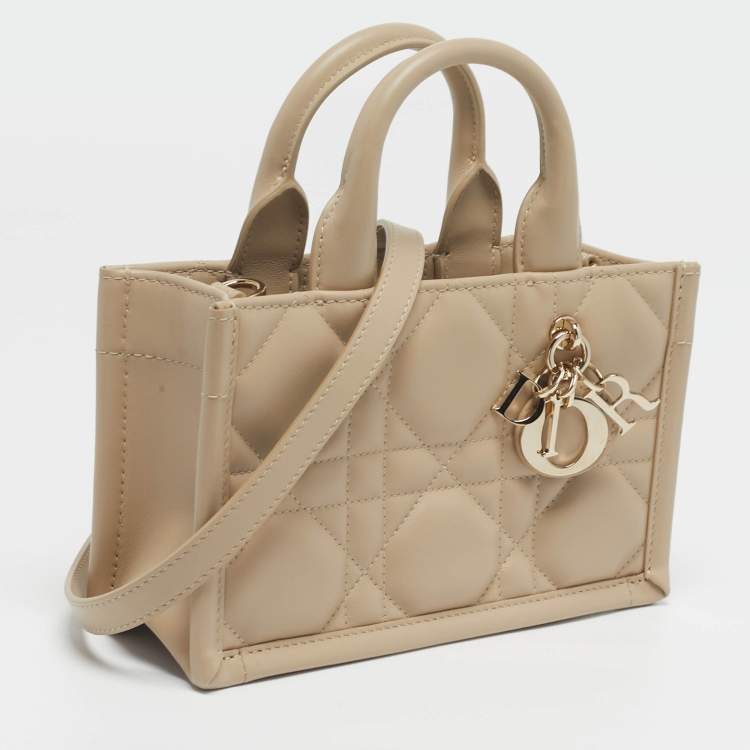 Pre Owned Dior Book Mini Beige Cannage Leather Tote