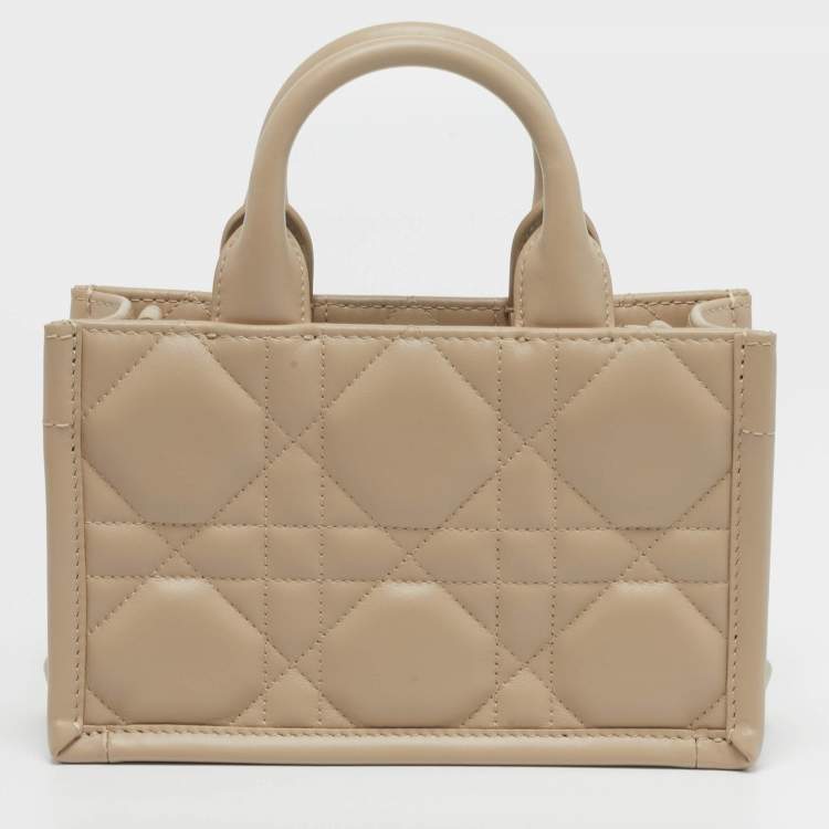 Pre Owned Dior Book Mini Beige Cannage Leather Tote