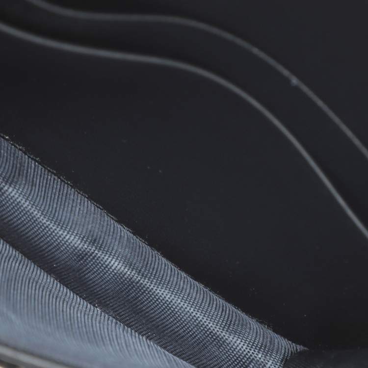 Pre Owned Dior Saddle Navy Blue Oblique Canvas and Leather Card Case