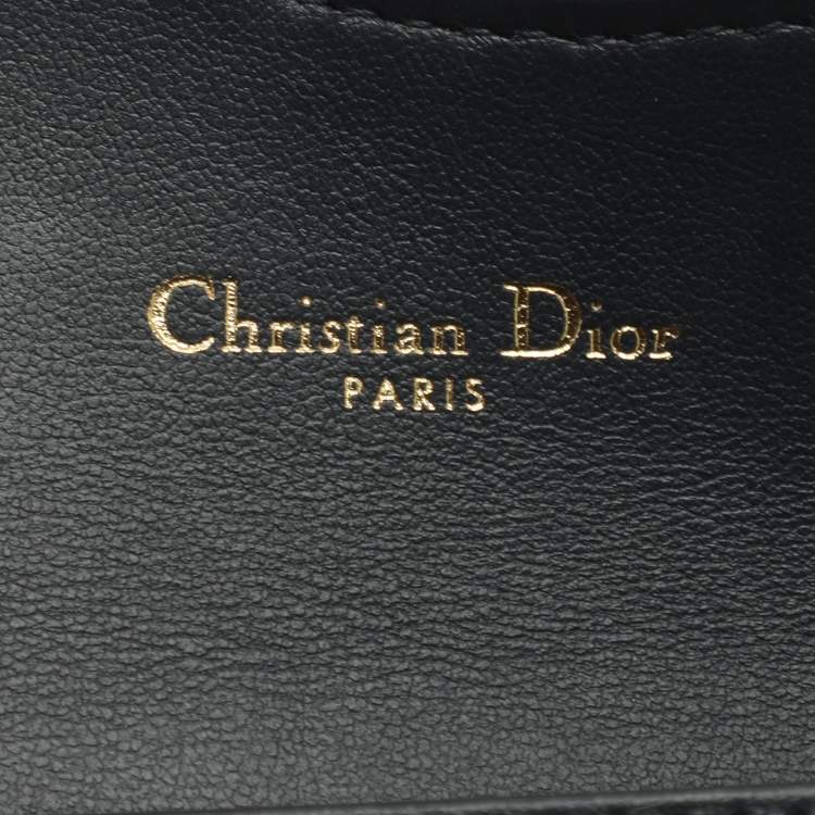 Pre Owned Dior Saddle Navy Blue Oblique Canvas and Leather Card Case