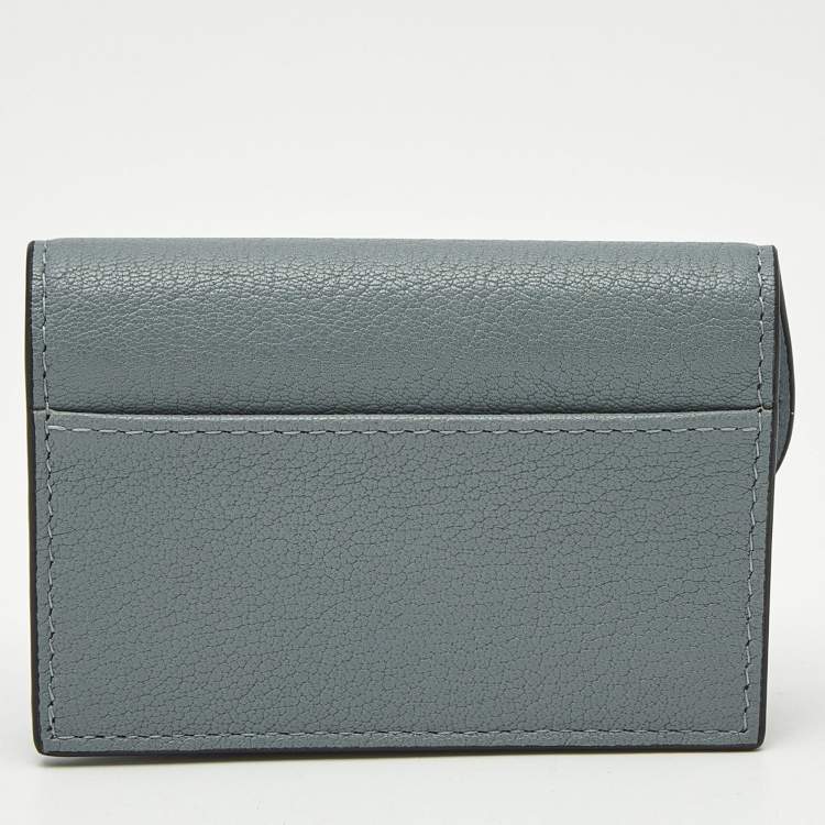 Pre Owned Dior Saddle Light Blue Leather Card Holder