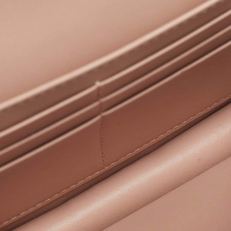 Pre Owned Dior Caro Powder Pink Cannage Leather Pouch With Chain