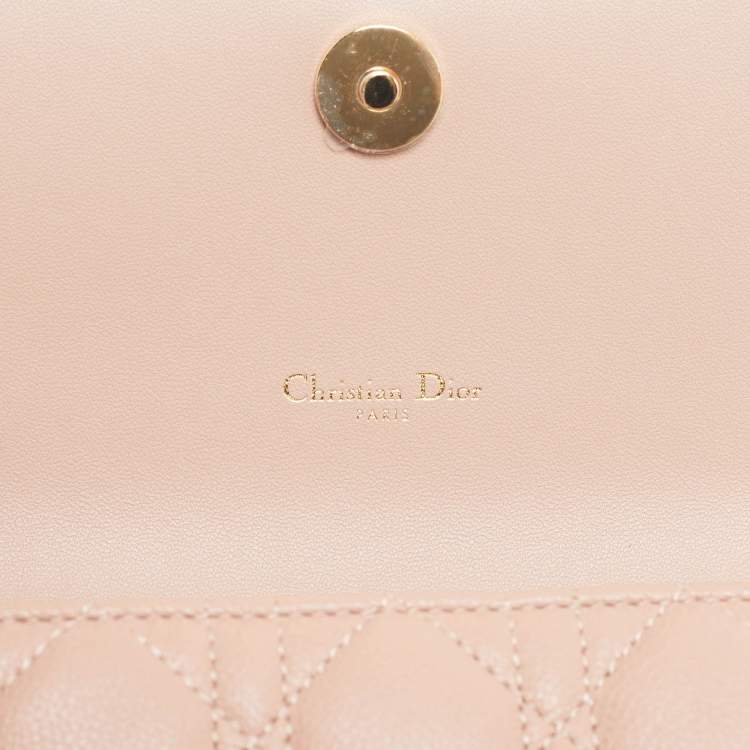 Pre Owned Dior Caro Powder Pink Cannage Leather Pouch With Chain