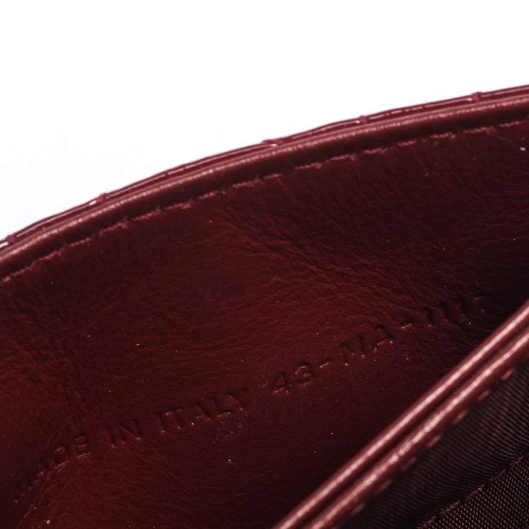 Pre Owned Dior Wine Red Cannage Patent Leather Gusset Card Holder