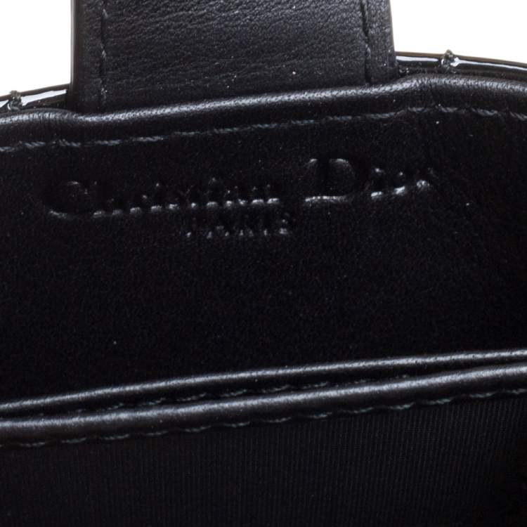 Pre Owned Dior Black Patent Cannage Leather Gusset Card Holder