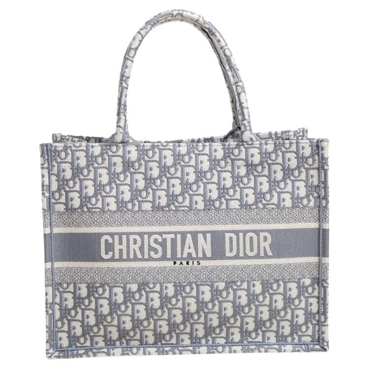 Dior Small Dior Book Tote Gray Dior Oblique Embroidery - Women