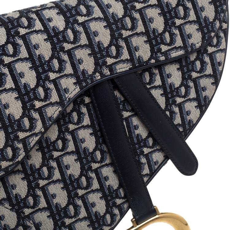 Pre Owned Dior Blue Diorissimo Canvas and Leather Saddle Bag