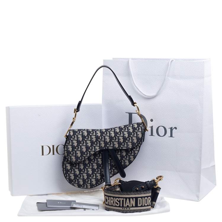 Pre Owned Dior Blue Diorissimo Canvas and Leather Saddle Bag