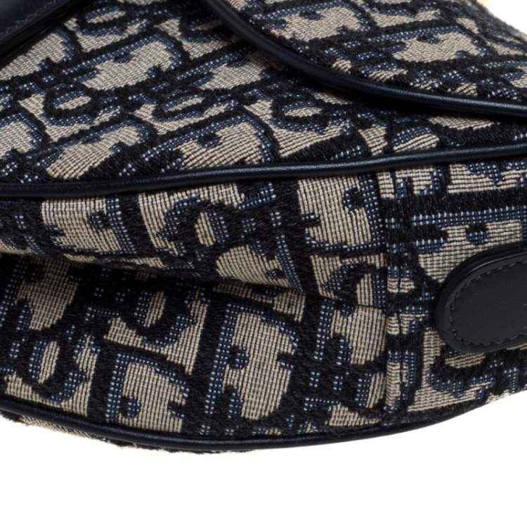 Pre Owned Dior Blue Diorissimo Canvas and Leather Saddle Bag