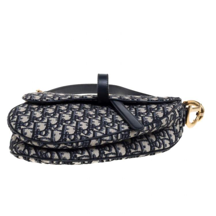 Pre Owned Dior Blue Diorissimo Canvas and Leather Saddle Bag