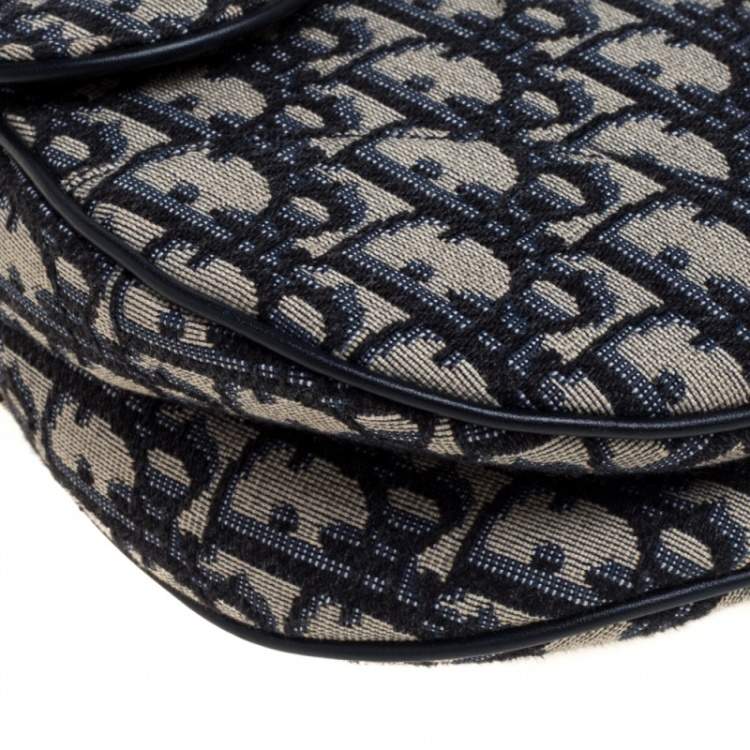 Pre Owned Dior Blue Diorissimo Canvas and Leather Saddle Bag