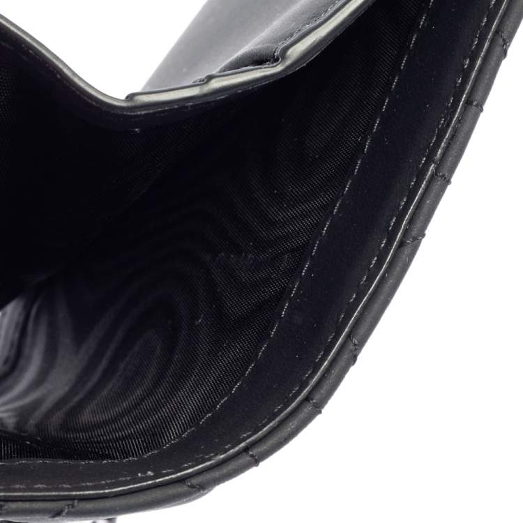 Pre Owned Dior Black Ultramatte Cannage Leather Lady Dior Flap Card Holder