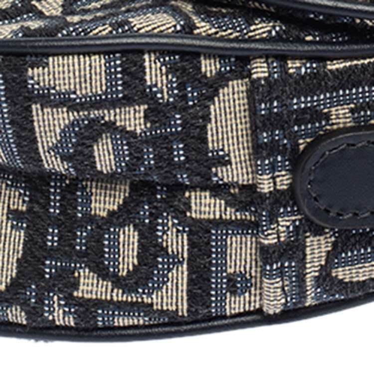 Pre Owned Dior Blue Oblique Canvas and Leather Saddle Bag