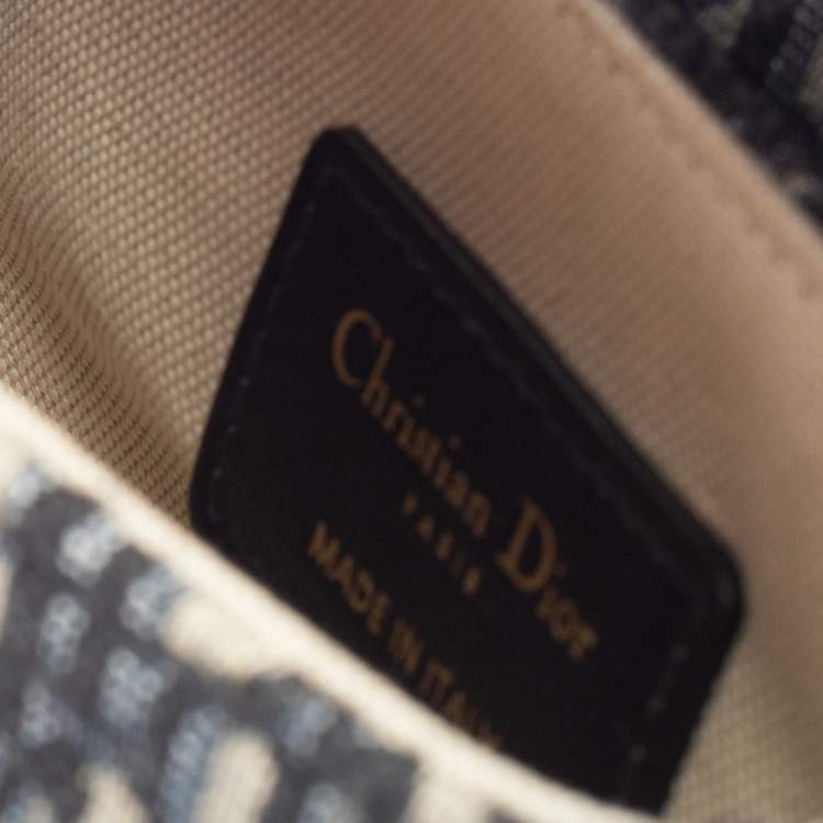 Pre Owned Dior Blue Oblique Canvas and Leather Saddle Bag